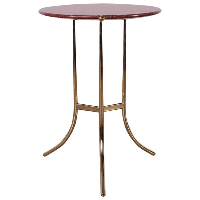 Cedric Hartman Table in Polished Brass and Rosso Granite For Sale