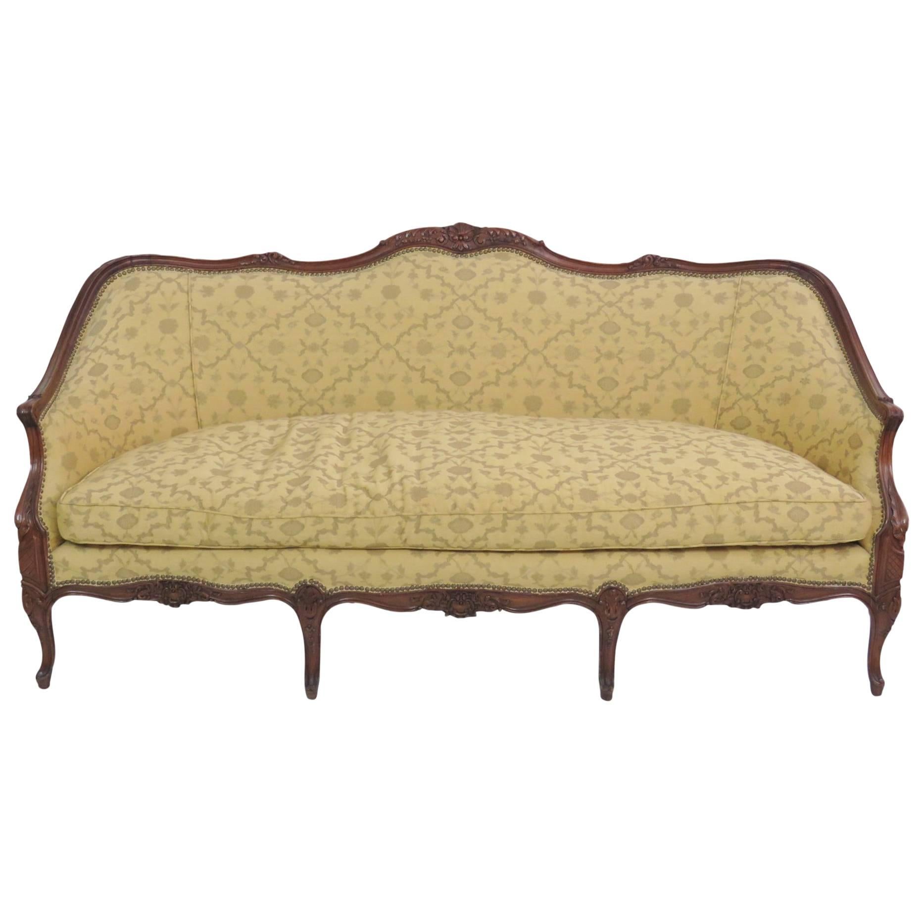 Louis XV Style Carved Walnut Sofa
