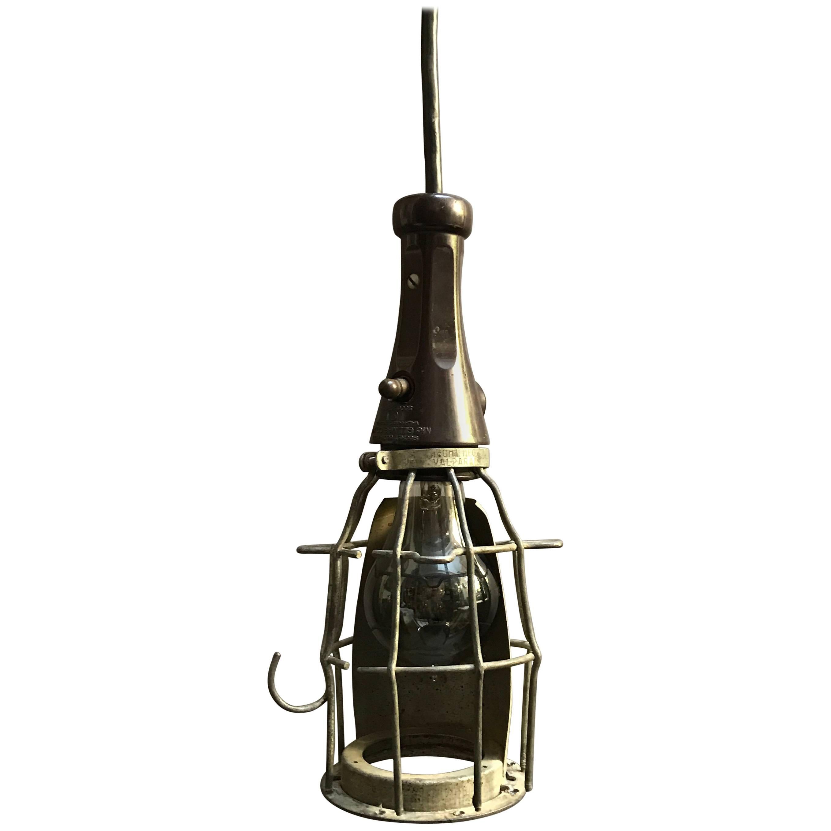 Industrial Rubber Handle Utility Cage Light Pendant
