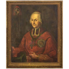 Antique 18th Century Oil Portrait Continental School Framed Oil on Canvas