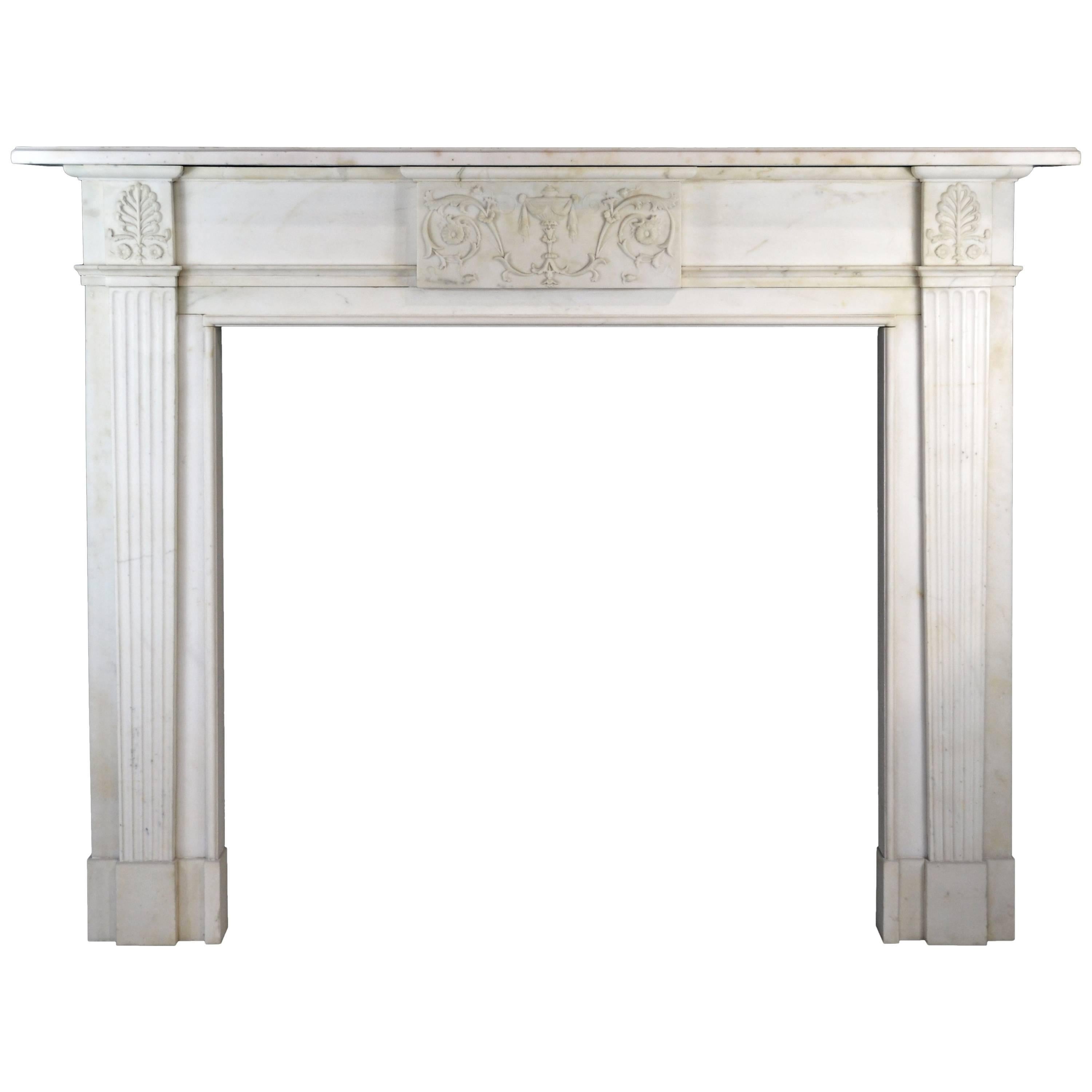 19th Century Neoclassical Statuary Marble Mantelpiece, 'GEO-ZE97' For Sale