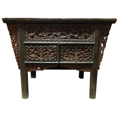 Antique Chinese Carved Elm Chest of Drawers