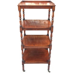 Antique Four-Tier Small English Etagere on Casters, Early 19th Century