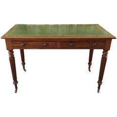 Two-Drawer English Mahogany Leather Topped Writing Desk
