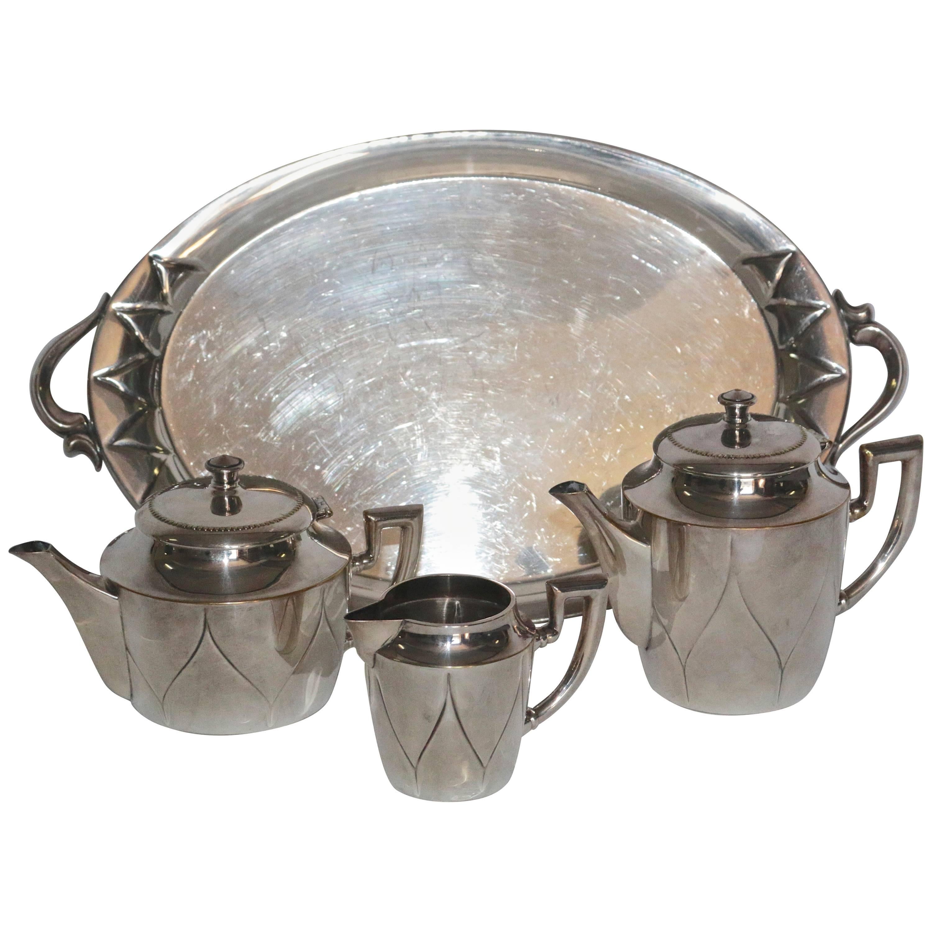19th Century Silver Plate Tea Set For Sale