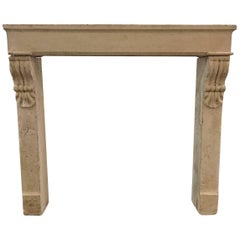 Antique Limestone Mantel with Carved Corbels, circa 1800