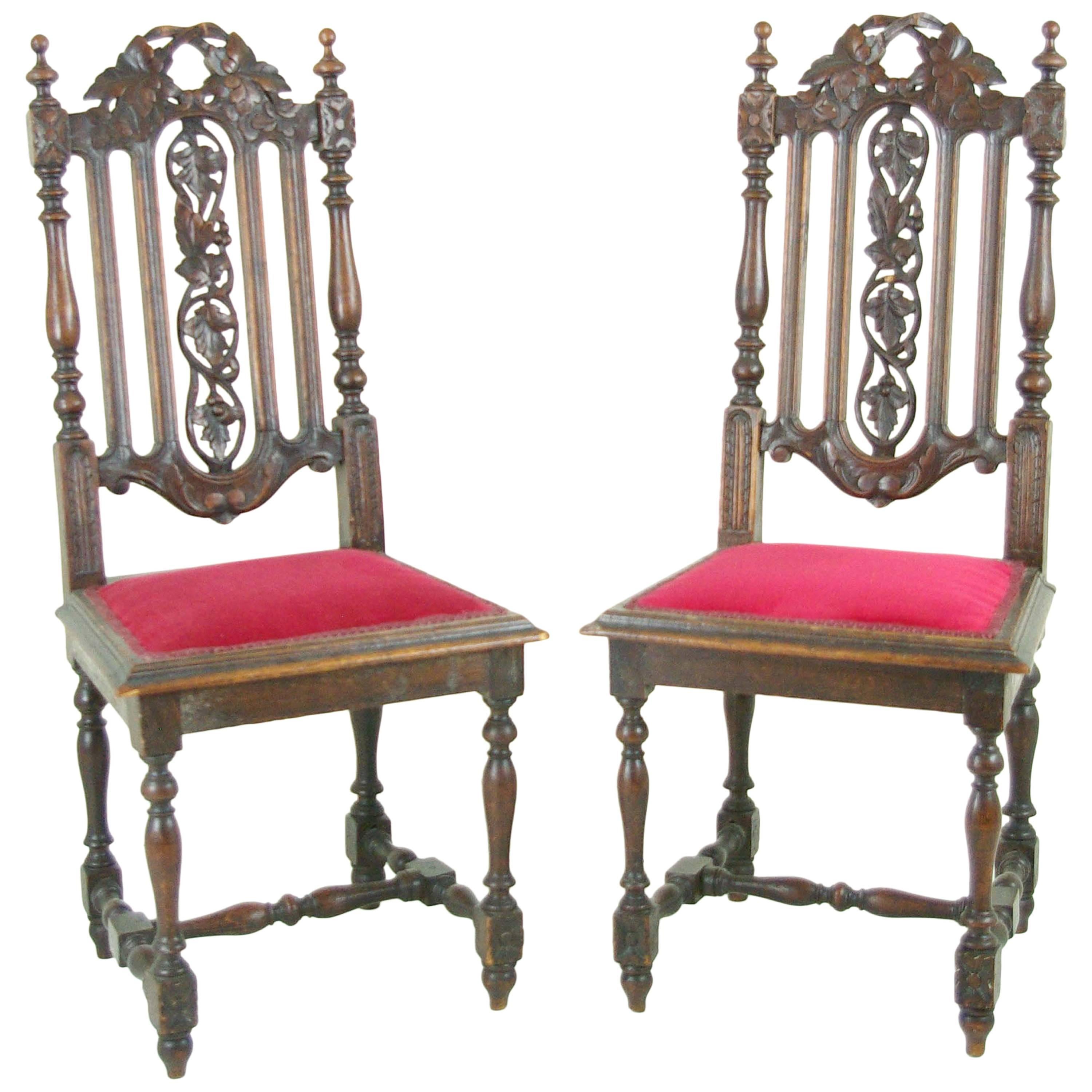 Two Antique Hall Chairs Victorian Hall Chairs Scotland, 1880  REDUCED!!!
