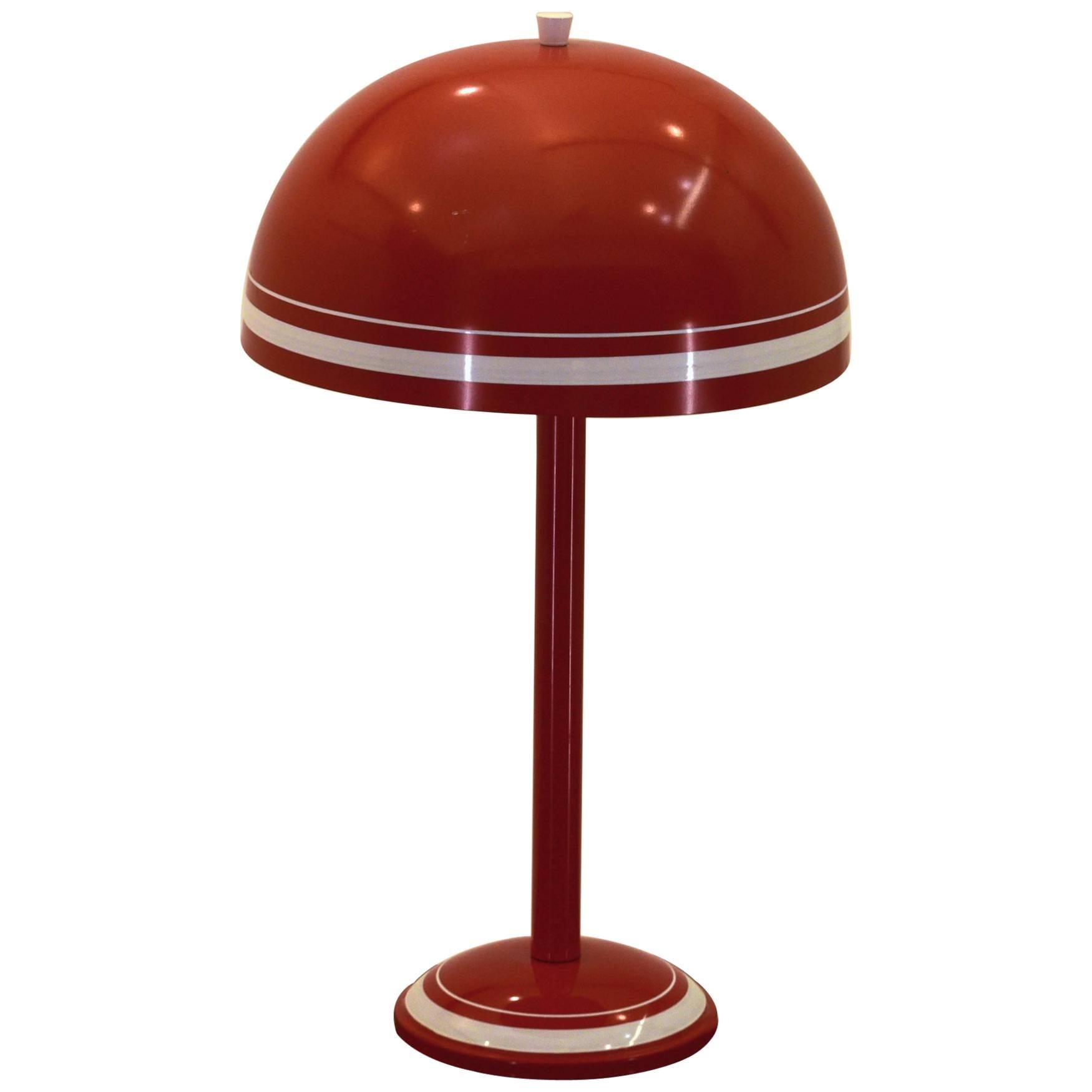 Steel Mushroom Table Lamp in Fire Engine Red