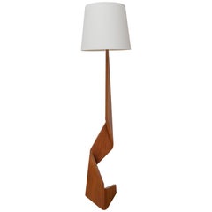 Teak Angled Floor Lamp