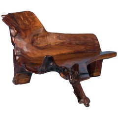 Stunning Large Vintage Hardwood Root Chair or Bench from the Philippines
