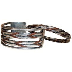 William Spratling Taxco Mexican Silver and Copper Cuff Bracelet Set-Modernist 5