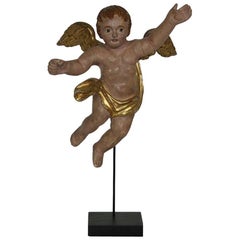 Small 18th Century Italian Carved Wooden Baroque Angel Small 18th Century Italian Carved Wooden Baroque Angel