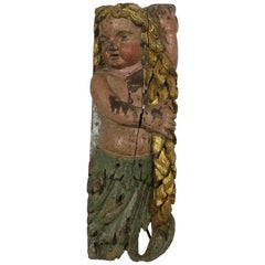 17th Century French Carved Oak Baroque Angel Figure