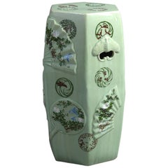 Antique Oriental Celadon Glazed Ceramic Garden Seat