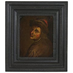 18th Century Dutch Oil Painting of a Man with Fur Hat
