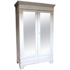 Antique Mirrored Two-Door Painted Wardrobe