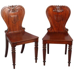 Antique Pair of William IV Period Mahogany Hall-Chairs by Johnstone Jupe & Co., London