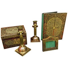 Antique Desk Set in Boulle Marquetry Napoléon III Period, 19th Century