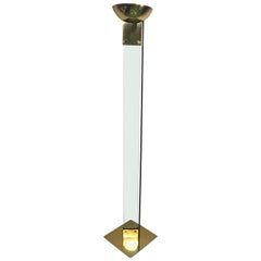 Italian Lamperti Brass and Glass Laser Floor Lamp by Max Baguara, 1980s