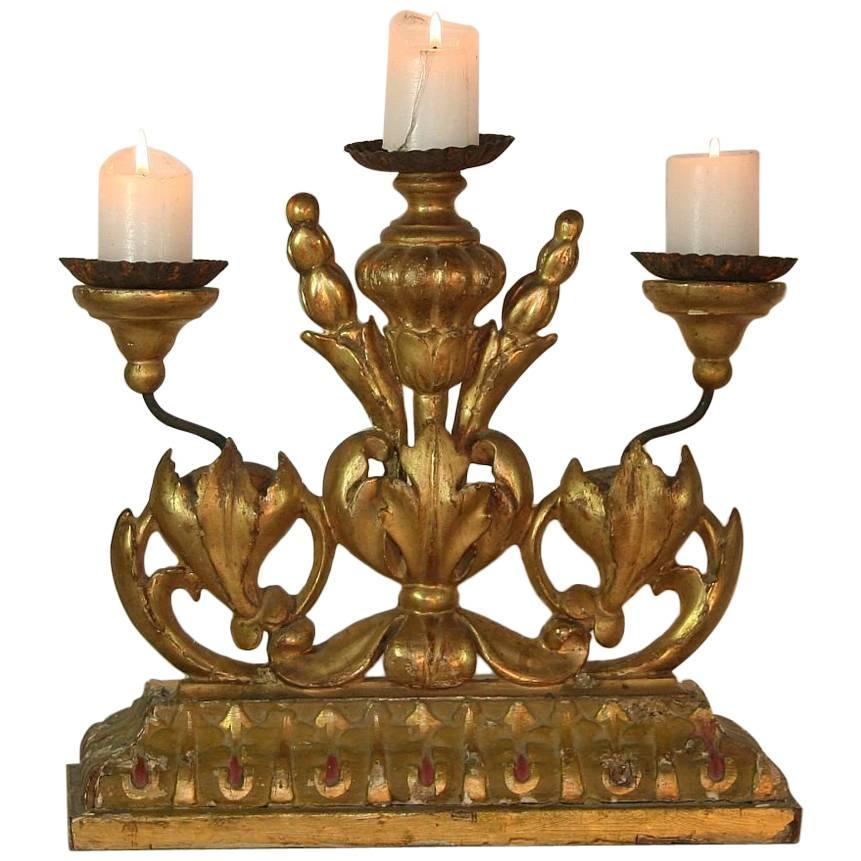18th Century Italian Giltwood Baroque Candleholder or Candlestick