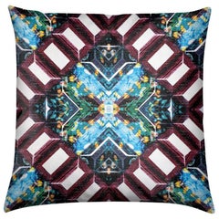 Curitiba Print Aqua Tourmaline Pillow by Lolita Lorenzo Home Collection, 2017