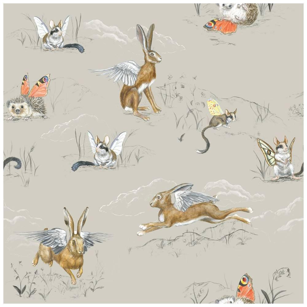 Winged Hare, Hedgehog and Dormouse, Wallpaper from the for the Very Young For Sale