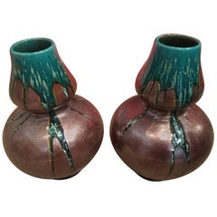 Pair of Iridescent Vases Mounted in Lamps, circa 1900/1920