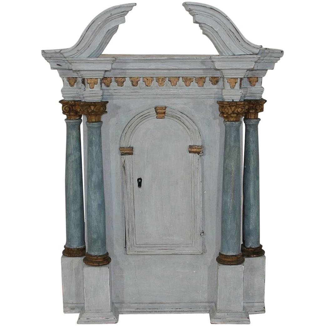 18th Century Austrian Painted Baroque Wooden Tabernacle