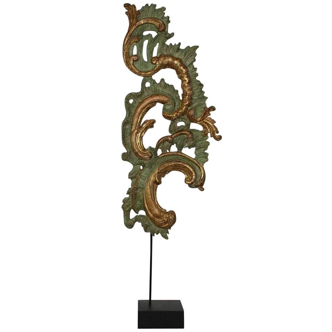 Very Large 18th Century Italian Baroque Carved Wooden Curl
