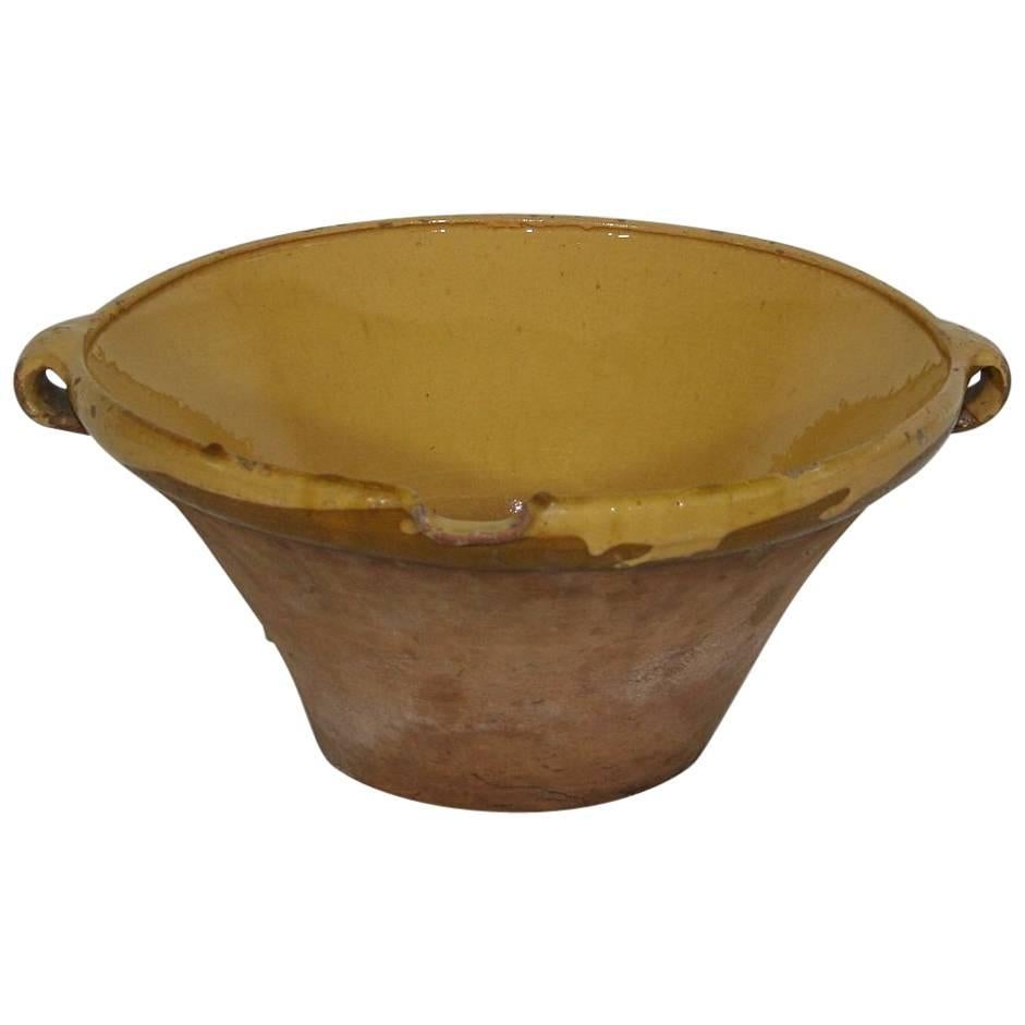 19th Century French Glazed Terracotta Dairy Bowl or Tian