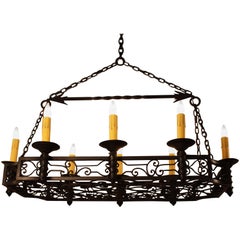 French 1930s Wrought Iron Chandelier