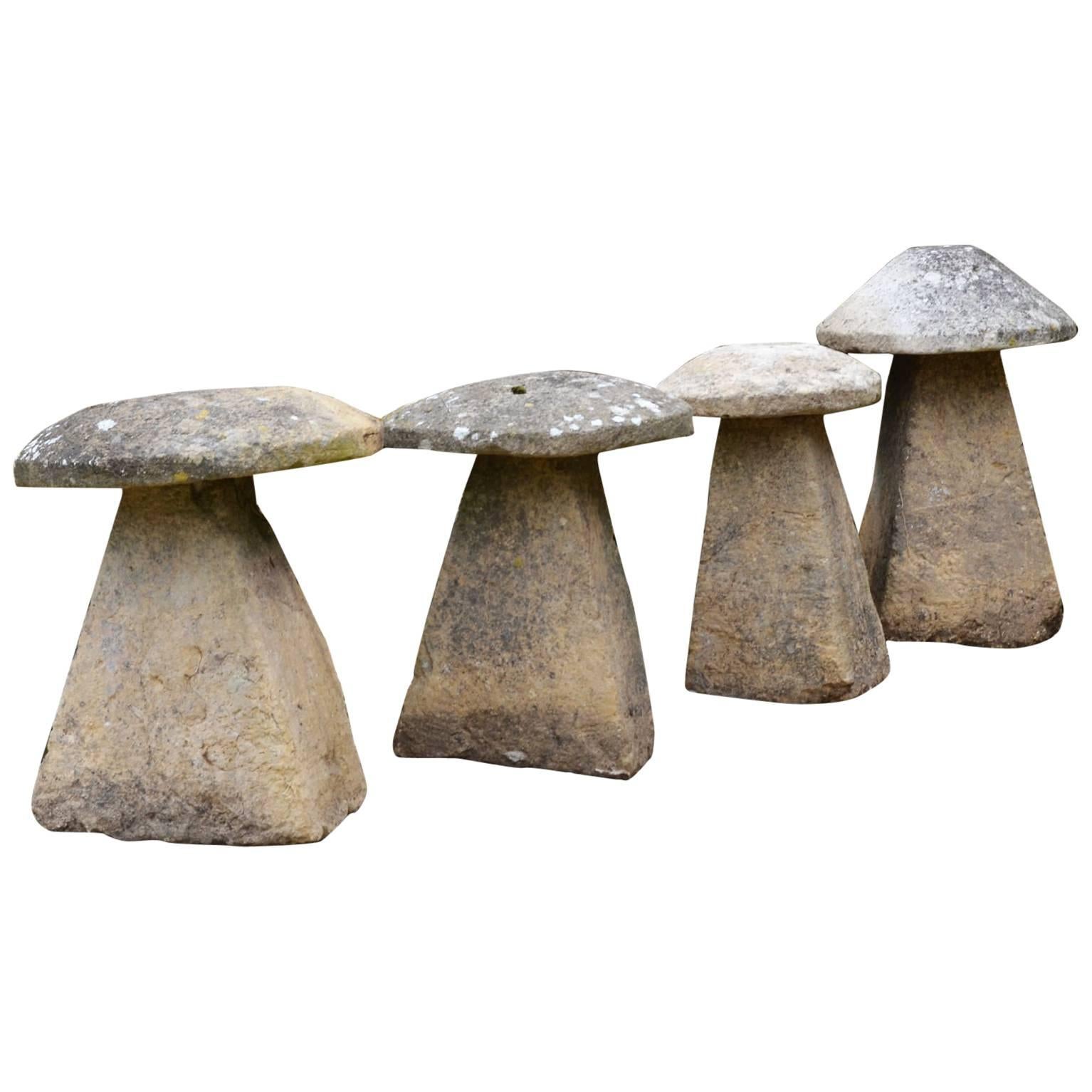 Group of Four Cotswold Stone Staddle Stones For Sale