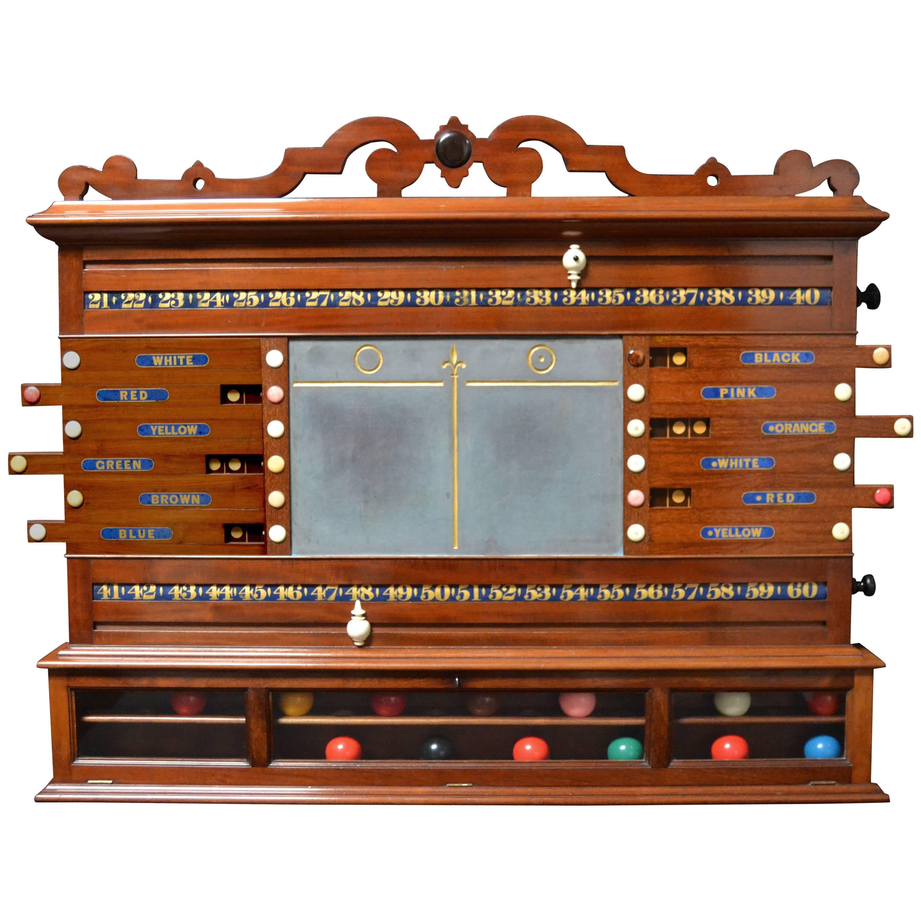 Billiard snooker pool table scoring cabinet marker victorian english 1870 For Sale