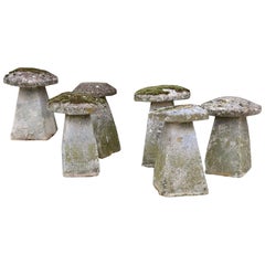 Group of Six Cotswold Stone Staddle Stones