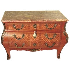 Large French Louis XV Style Bombe Commode, Chest of Drawers