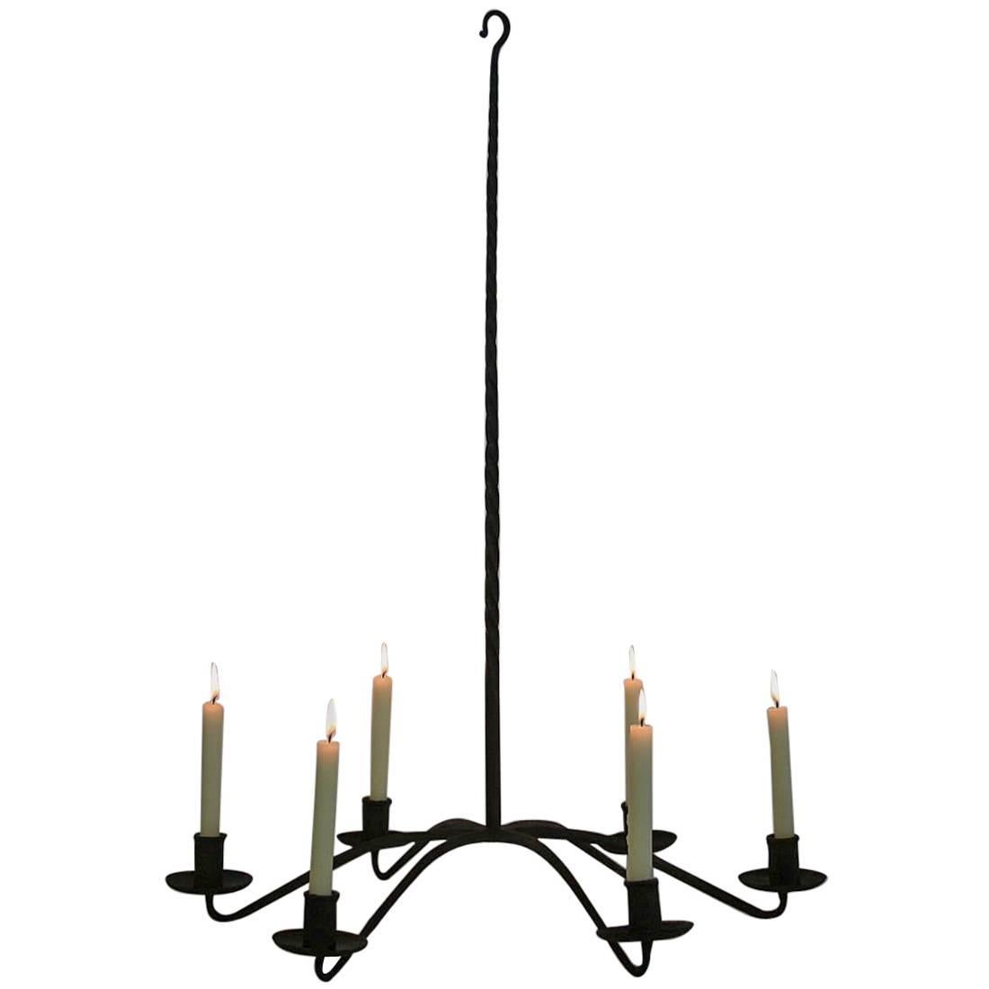 French 18th Century Hand-Forged Iron Chandelier