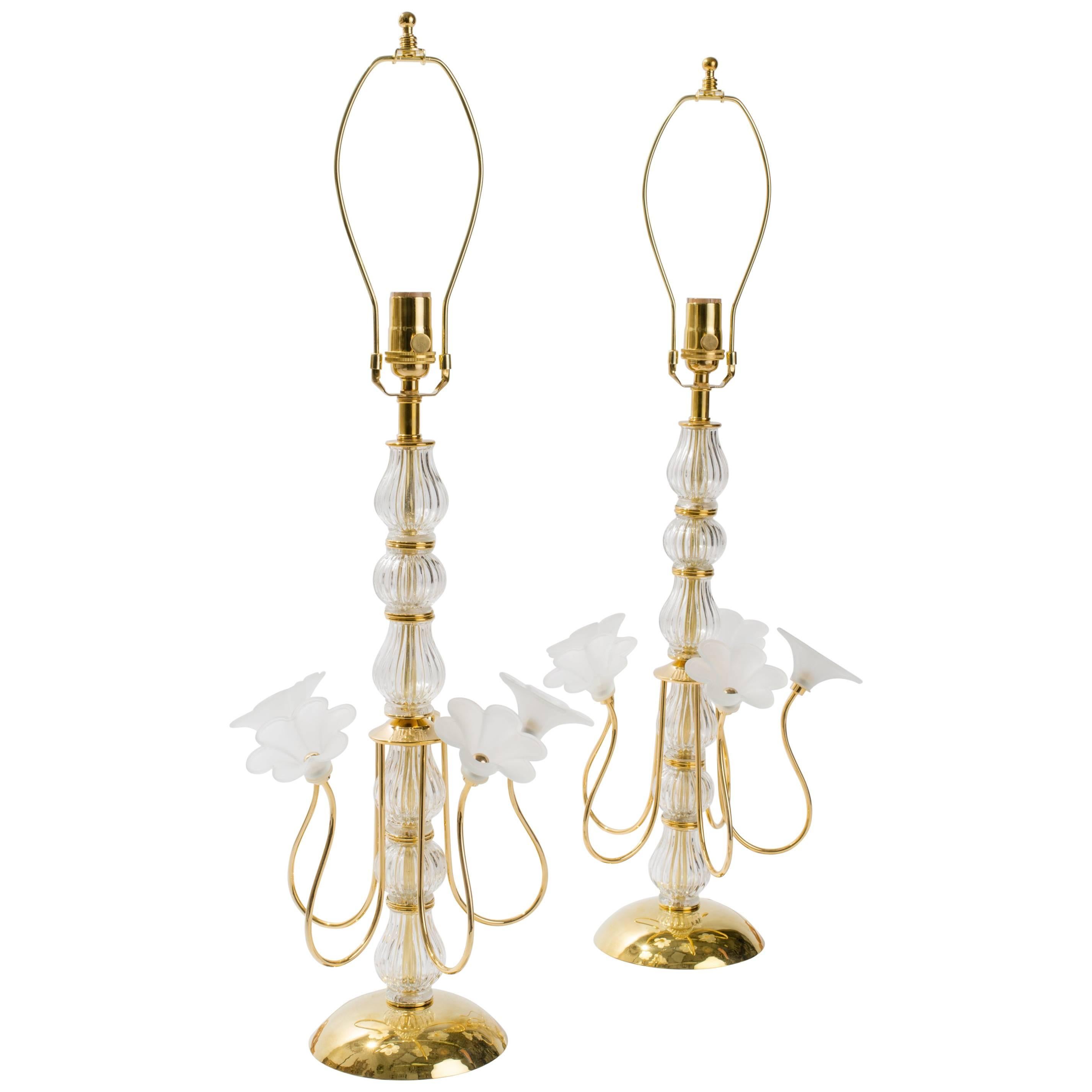 Italian Floral Glass Lamps