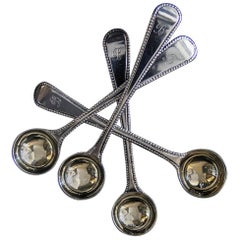 Set of Four Victorian Antique Silver Salt Spoons by George Adams