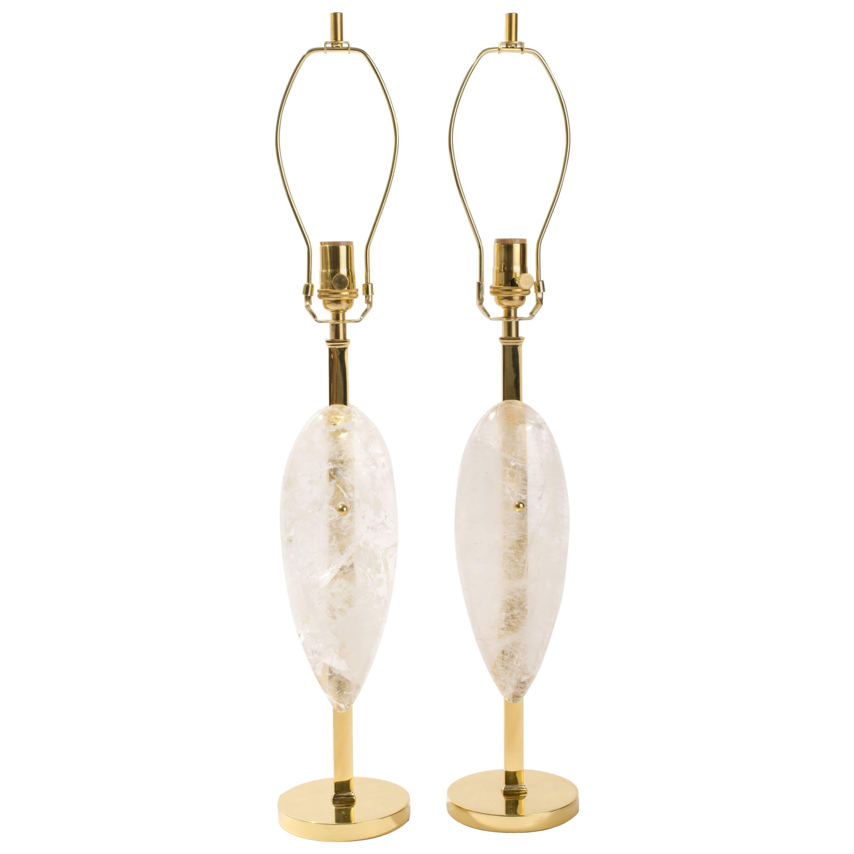 Paire de lampes en cristal de roche et quartz, collection Eon en vente