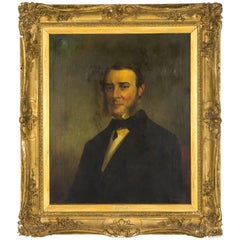 19th Century Oil Portrait Oil on Canvas, Signed Jacob Hart Lazarus