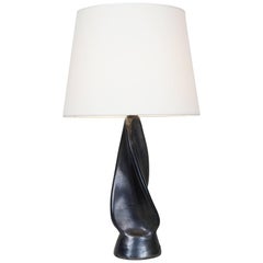 1970 Black Satin Ceramic Table Lamp
