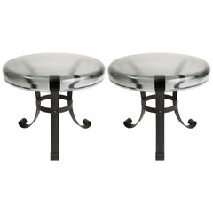 Pair of Smoked Glass Top Side Tables
