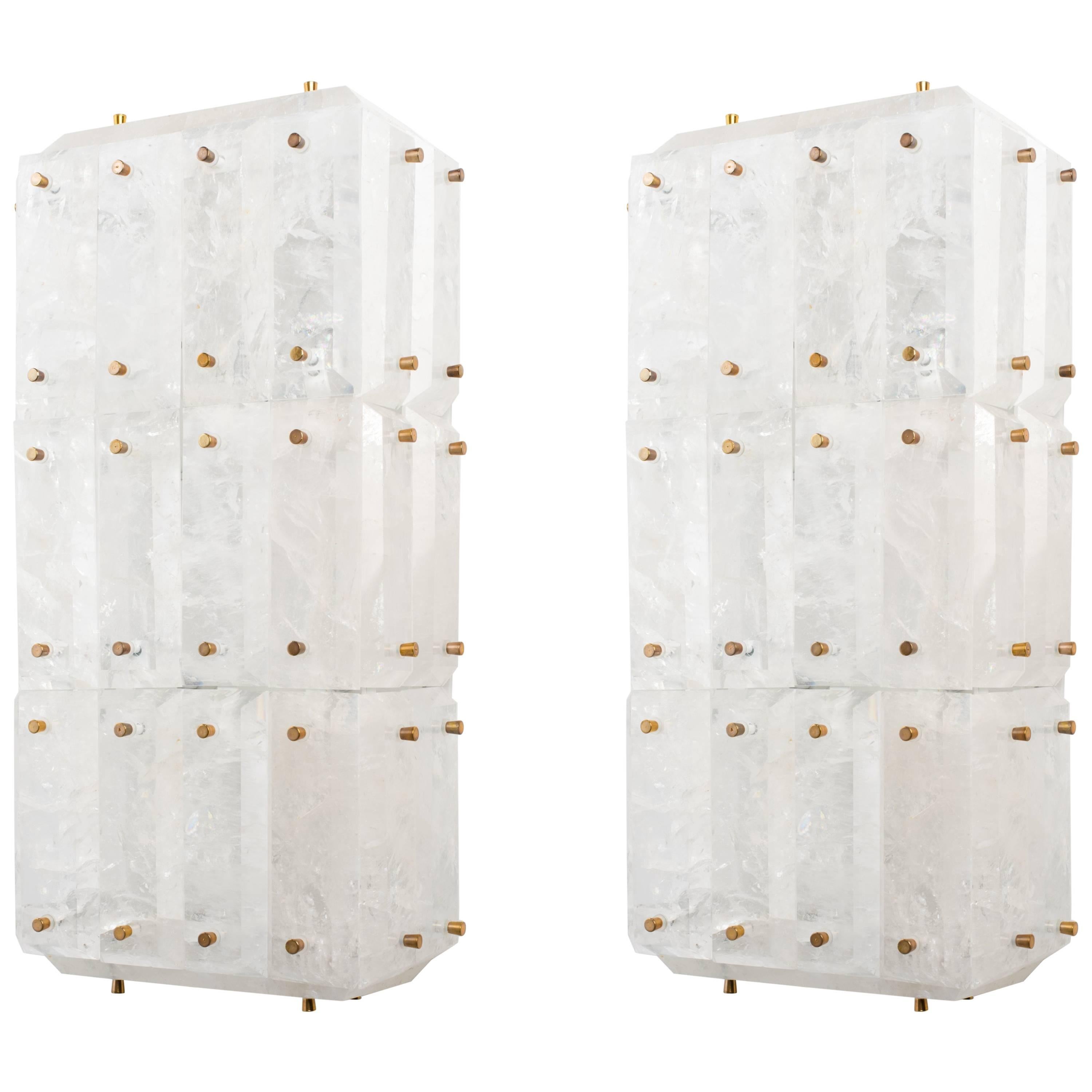 Pair of Rock Crystal Wall Sconces, Limited Edition