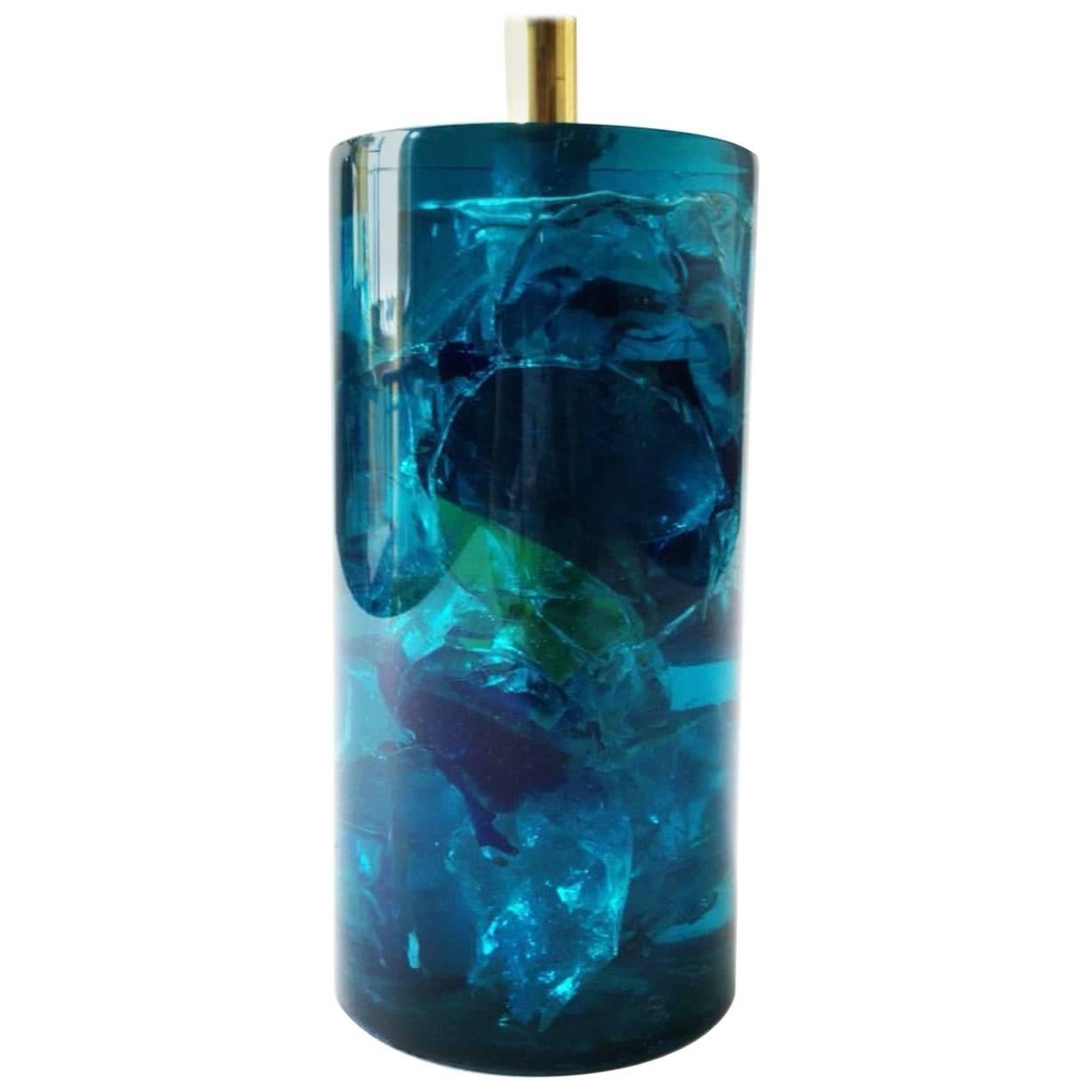 Blue Fractal Resin Lamp by Pierre Giraudon For Sale