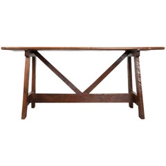 Portuguese 19th Century Walnut Farm Table