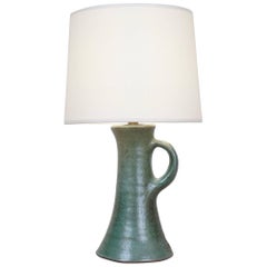 Retro 20th Century J&N Pierlot Green Ceramic Table Lamp