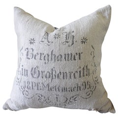 Original Antique Printed German Feed Sack Pillow