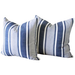 Antique Indigo French Ticking Pillows