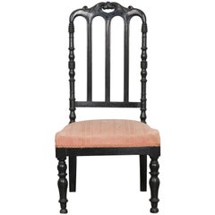 Antique French 19th Century Ebony Slipper Chair