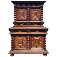 Magnificent Early Carved Walnut Deux Corps Buffet